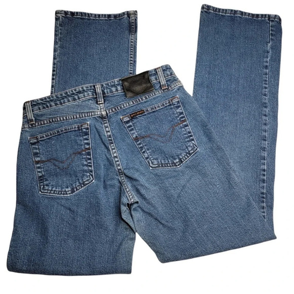 HARLEY DAVIDSON Women's Highrise Medium Wash Bootcut Jeans Size 8 Long Blue - Picture 14 of 16